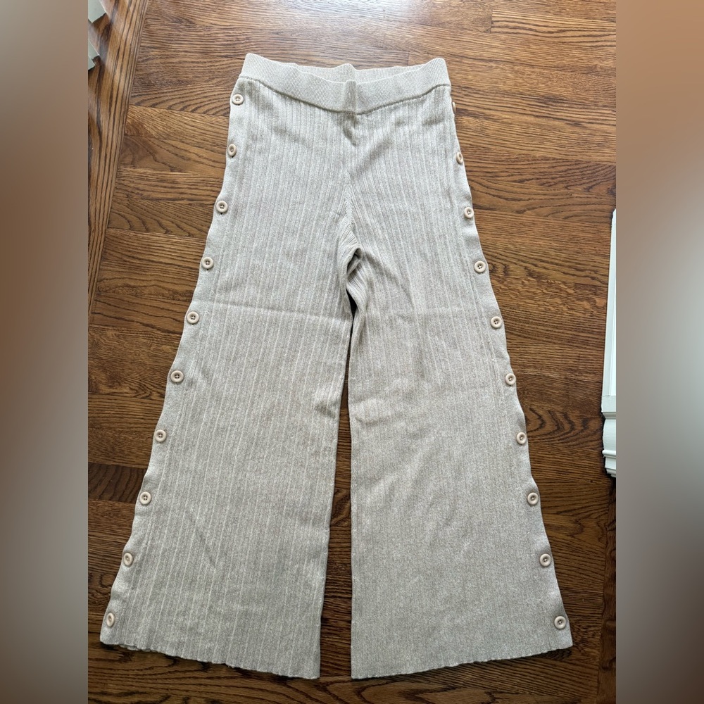 REVOLVE MICHAEL COSTELLO Kalina Side Button Sweater Pants‎ Wide Leg Ribbed L